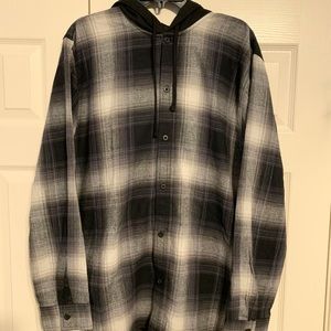 PacSun Plaid button up with hood